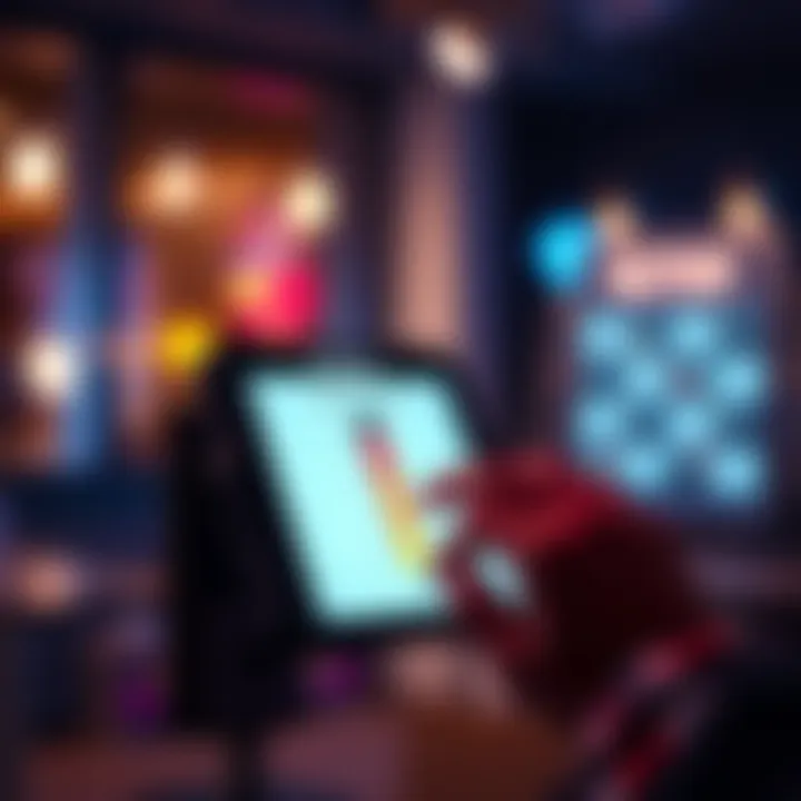 A person rating their experience on a scale from one to ten on a digital device.