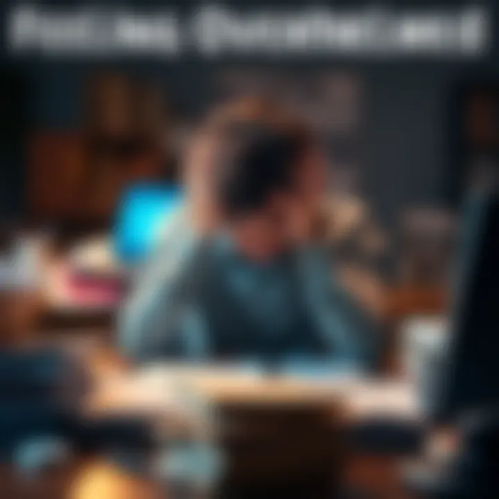 Feeling Overwhelmed A person sitting at a desk with their head in their hands, looking stressed and overwhelmed with papers around them.