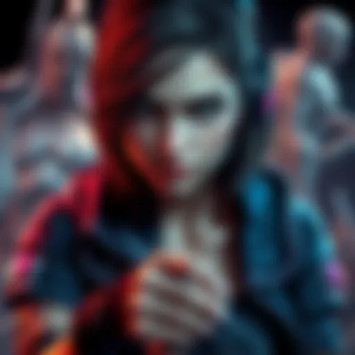 A female character from a video game with a determined expression, surrounded by elements from niche games like Until Dawn and A Plague Tale: Innocence.