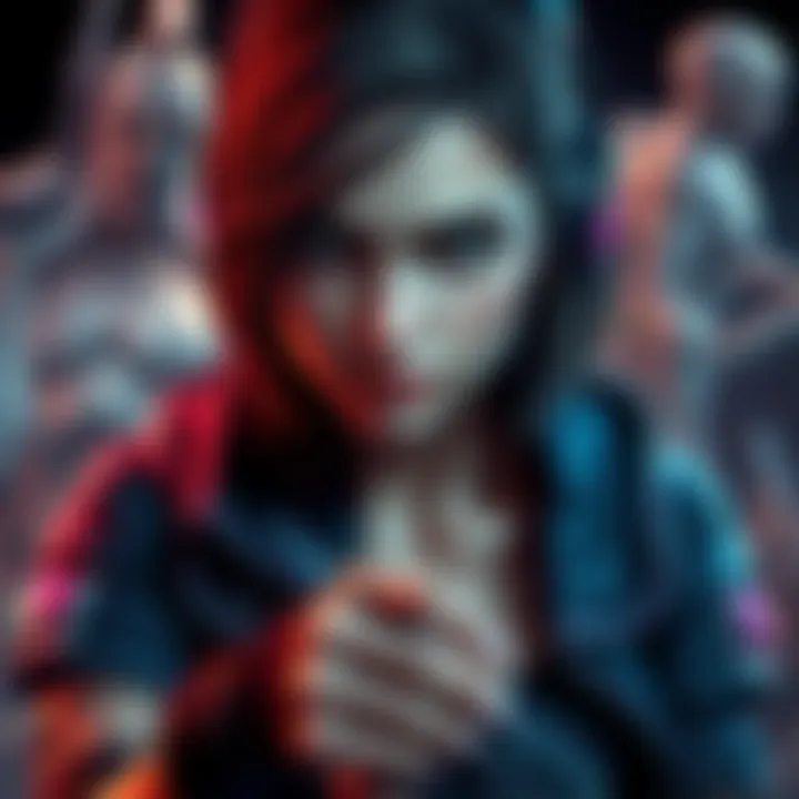 A female character from a video game with a determined expression, surrounded by elements from niche games like Until Dawn and A Plague Tale: Innocence.