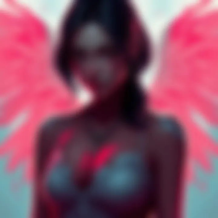 Teaser image of a female character with angelic features, hinting at her role as a killer in the game.