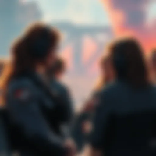 Group of people discussing the decision to stop using female mercenaries in Shoreline operations