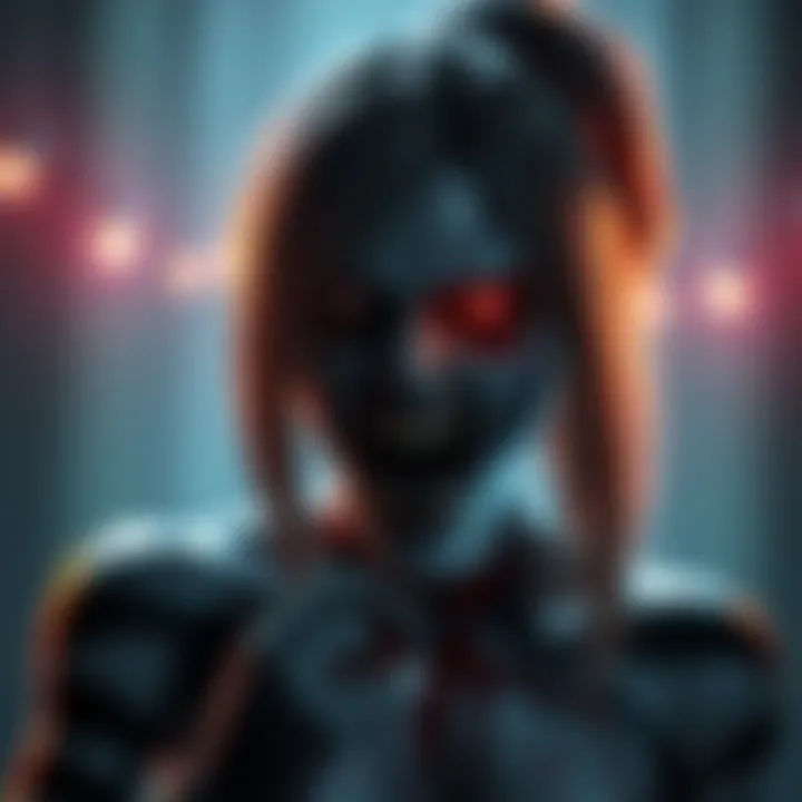 A haunting female creature resembling Lisa Trevor from Resident Evil, showcasing eerie features and a chilling scream.