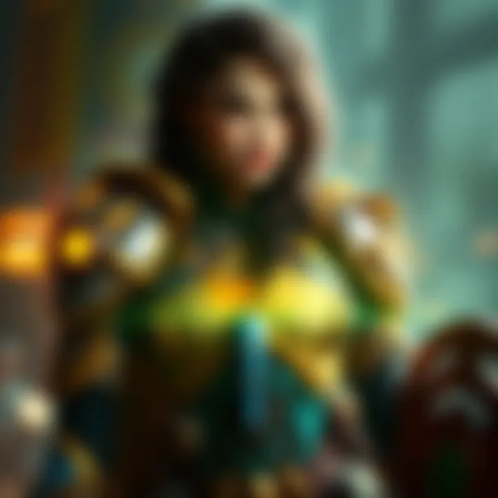 Concept art of a female Titan skin for Legion characters, featuring a strong character design with unique armor and details inspired by Titan themes.