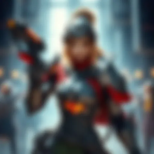 A character named Female V wearing stylish armor, engaged in an action scene from the game, showcasing her unique design and strong presence.