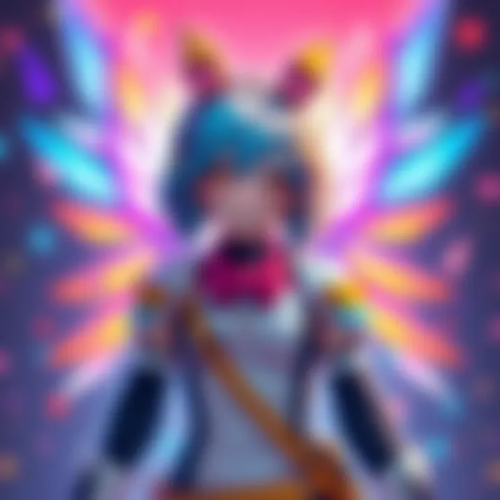 A character inspired by femboy Mercy, featuring playful attire and bright colors, appealing to gamers