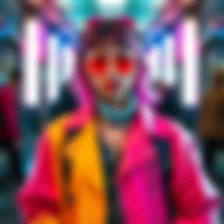 Femboy Style Transformation A person showcasing a stylish femboy look with vibrant clothing and accessories, expressing confidence and creativity in their fashion choices.