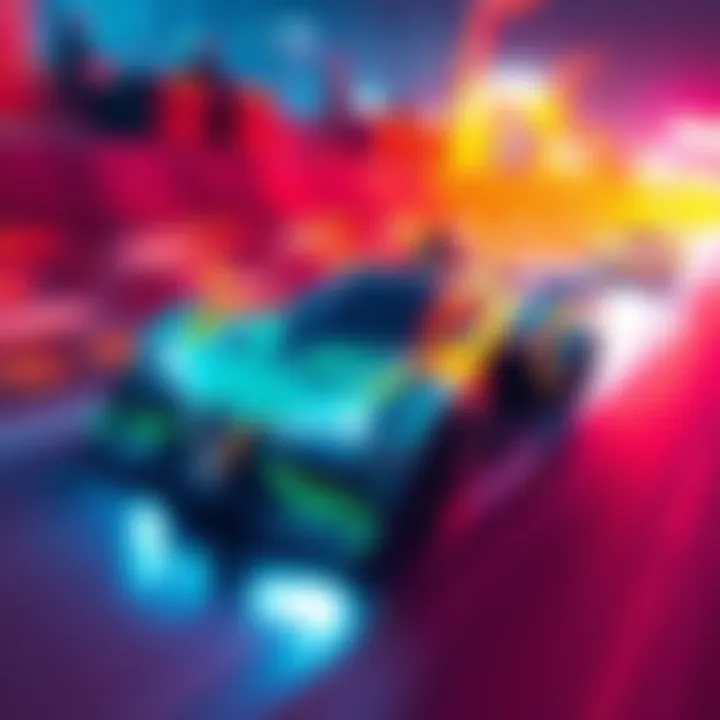 A Fennec vehicle racing on a vibrant gaming map, showcasing its agility and design in a competitive setting.