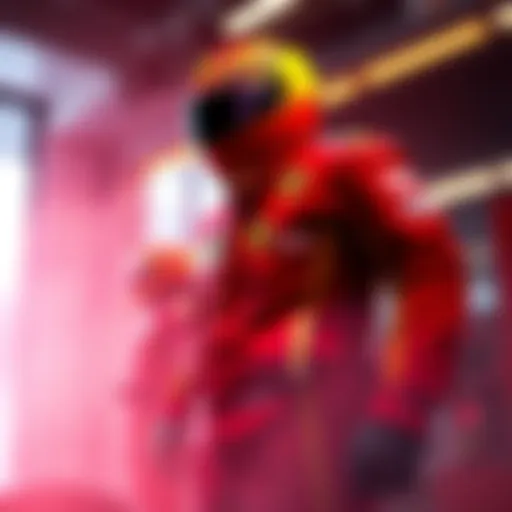 A vibrant design featuring the Scuderia Ferrari F1 racing suit style with red and yellow accents