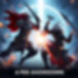 Ferro IV and Anvil 1 characters engaged in a PvE fight, showcasing their skills and tactics in a dynamic gaming environment.