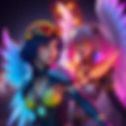 Creative fan render showcasing characters inspired by Festival Juno and Mercy, featuring vivid colors and artistic designs.