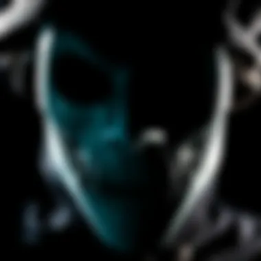 Fictional Killer's Mask A close-up of a sinister mask representing a fictional killer, with dark shadows around it, symbolizing their disturbing traits.