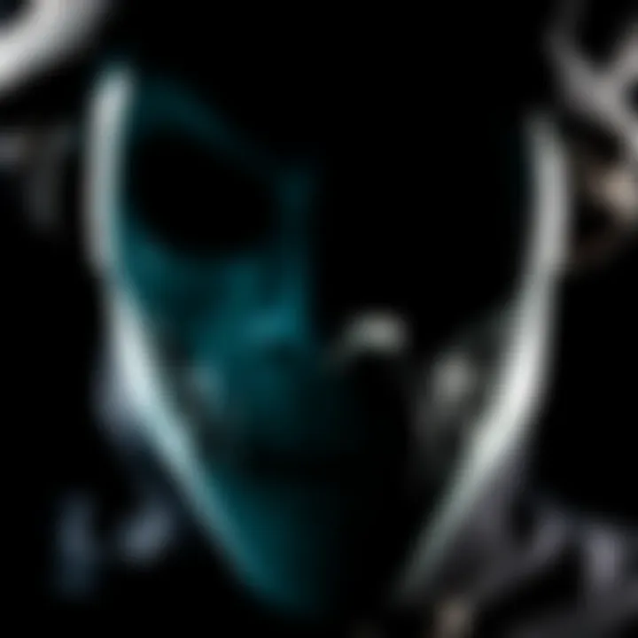 Fictional Killer's Mask A close-up of a sinister mask representing a fictional killer, with dark shadows around it, symbolizing their disturbing traits.