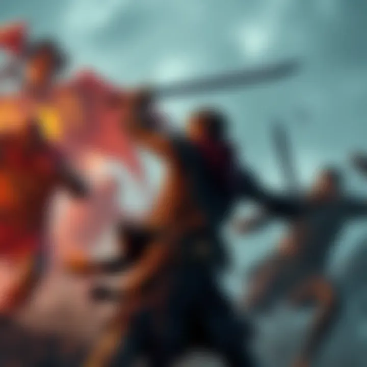 A character from Life of Pie engaging in a fierce battle, showcasing unique guard mechanics with intense enemy encounters in the background.