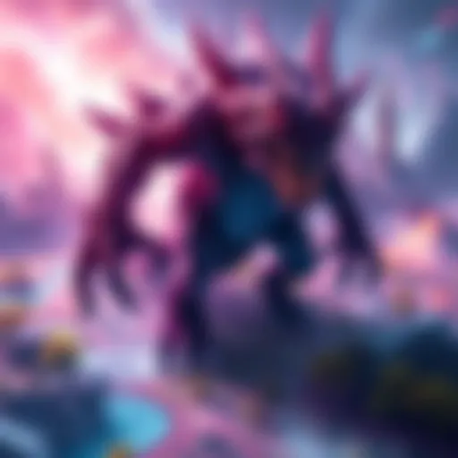 A powerful, unbeatable monster roams a vibrant game map, challenging players to either evade or confront it.