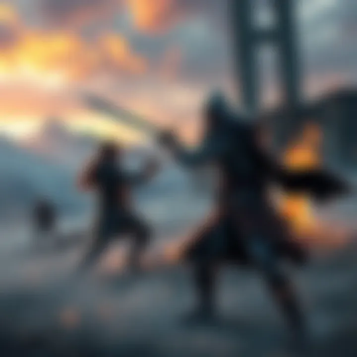Fight at the Isle of Skye An intense battle scene on the Isle of Skye in Assassins Creed, with characters clashing swords amidst a dramatic backdrop.