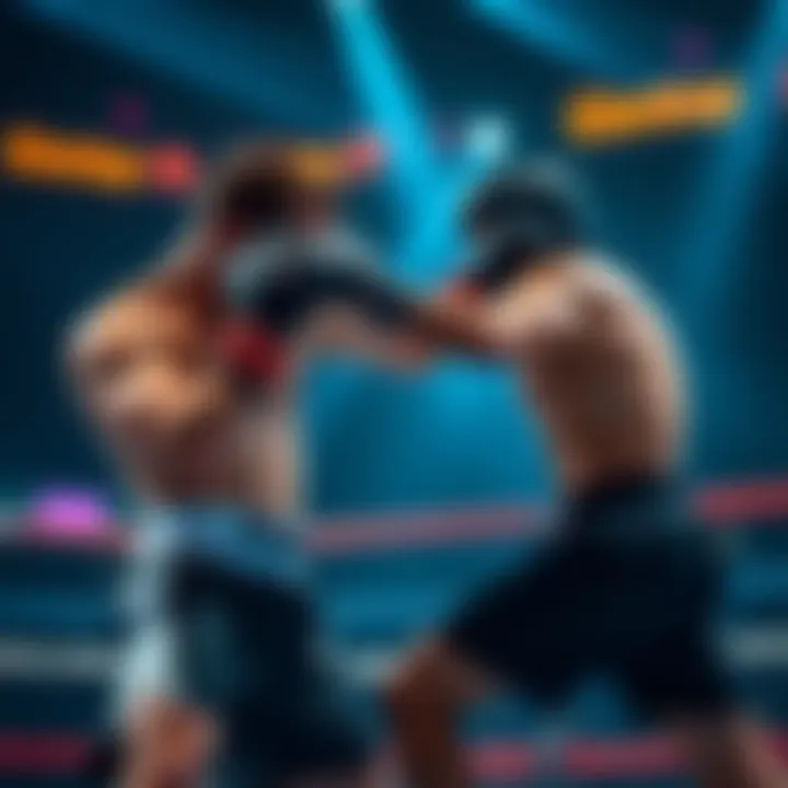 A combat sports athlete effectively using a defensive technique against an opponent's aggressive tactic, showcasing skill and strategy in the ring