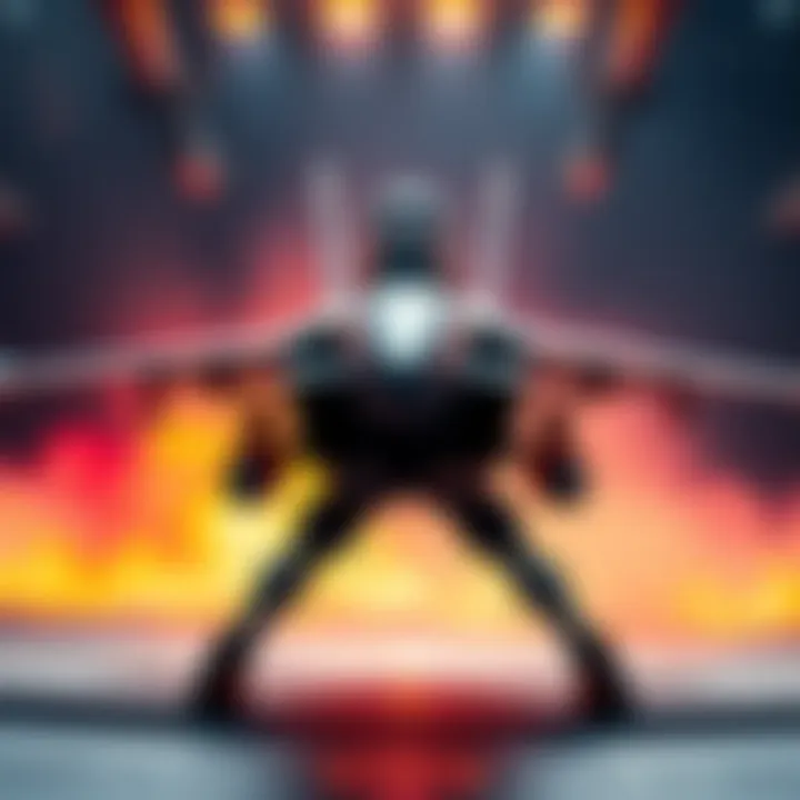 A fighter in a relaxed stance, showcasing unique design features with a focused expression