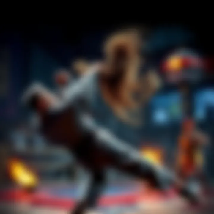 A character performing a judo throw in a video game, showcasing martial arts action