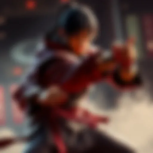 A fighter in a traditional martial arts stance, showcasing realistic combat techniques with focused expression.