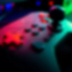 A close-up of a fighting game controller with buttons and a joystick, illustrating the complexity of controls in fighting games.