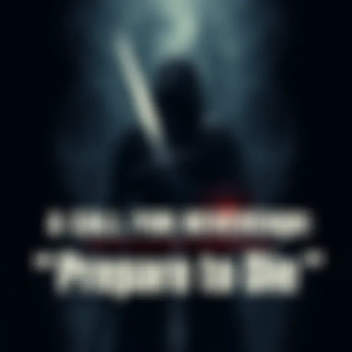 A person stands in a dark setting, gripping a sword tightly, symbolizing a call for vengeance and confrontation.