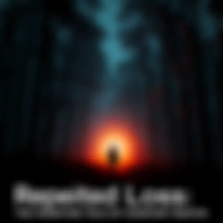 A lone silhouette stands in a somber forest, surrounded by shadows, symbolizing loss and grief.