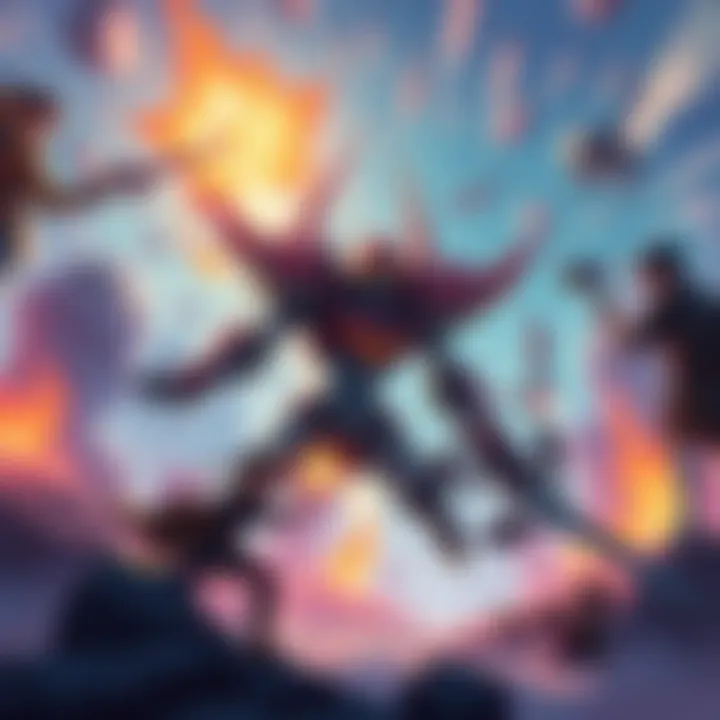 A climactic final boss fight showcasing diverse skills and abilities in a vibrant metroidvania world.