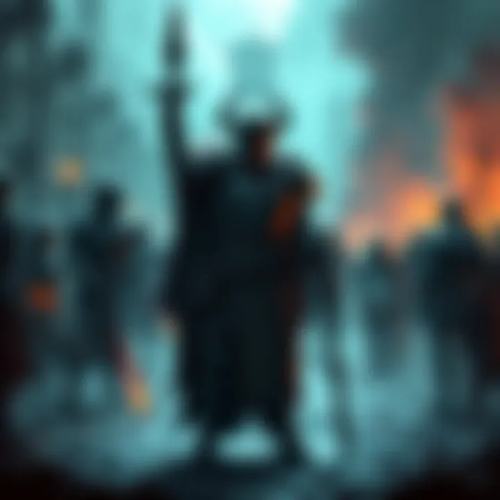The BBEG stands confidently before the party, declaring his strength as they prepare for the final battle, tension in the air after a fallen member.