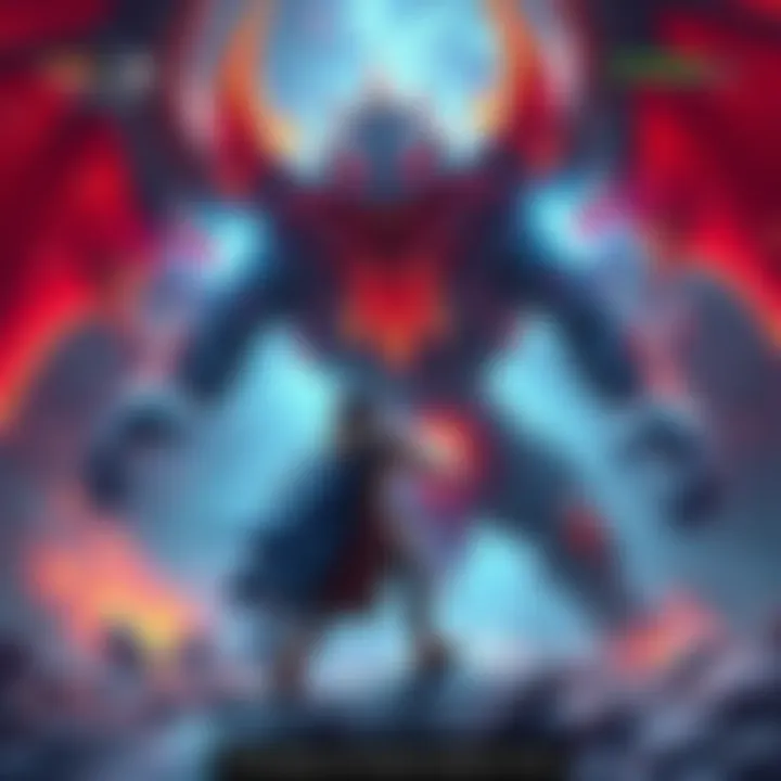 Final Boss Battle A player character fighting a powerful final boss in a fantasy game setting, surrounded by magical effects and health bars.