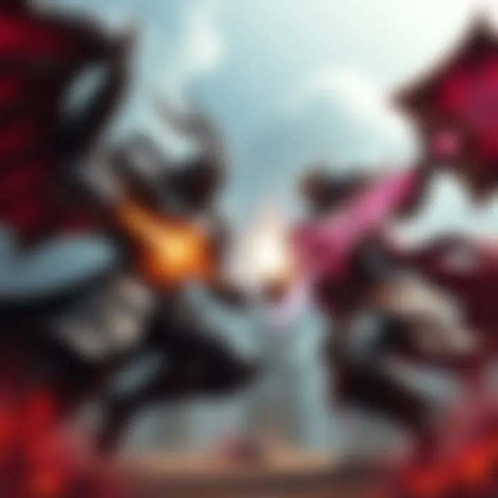 A fierce fight scene showing the Final DLC Boss facing off against Consort Radahn, with energy and weapons clashing in a dynamic pose.