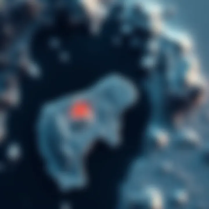 Map showing the location of the final exfil on Cryo, highlighted with a marker, surrounded by icy terrain