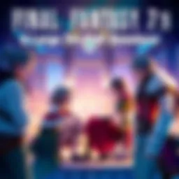 Final Fantasy 7 Rebirth Character Interaction Characters from Final Fantasy 7 Rebirth engaging in a lively conversation against a vibrant game backdrop