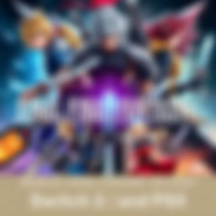 Final Fantasy game characters Various Final Fantasy characters showcasing their unique designs and weapons, representing the games available on Switch 2 and PS5.