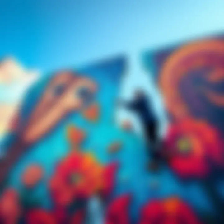 Emre, the last piece of the artwork, being placed into the completed mural