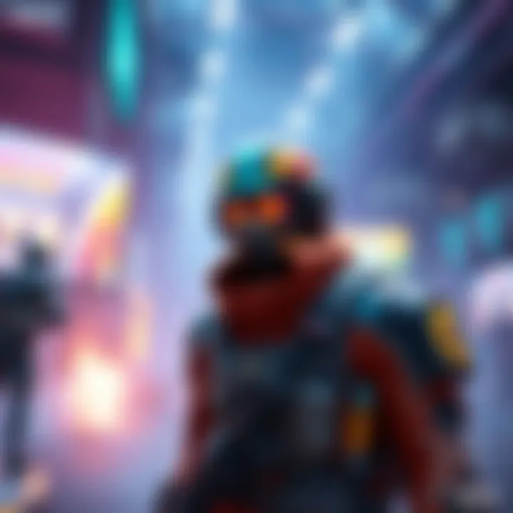 A player character wearing the Finals skin in an action-packed game setting, showcasing vibrant colors and details