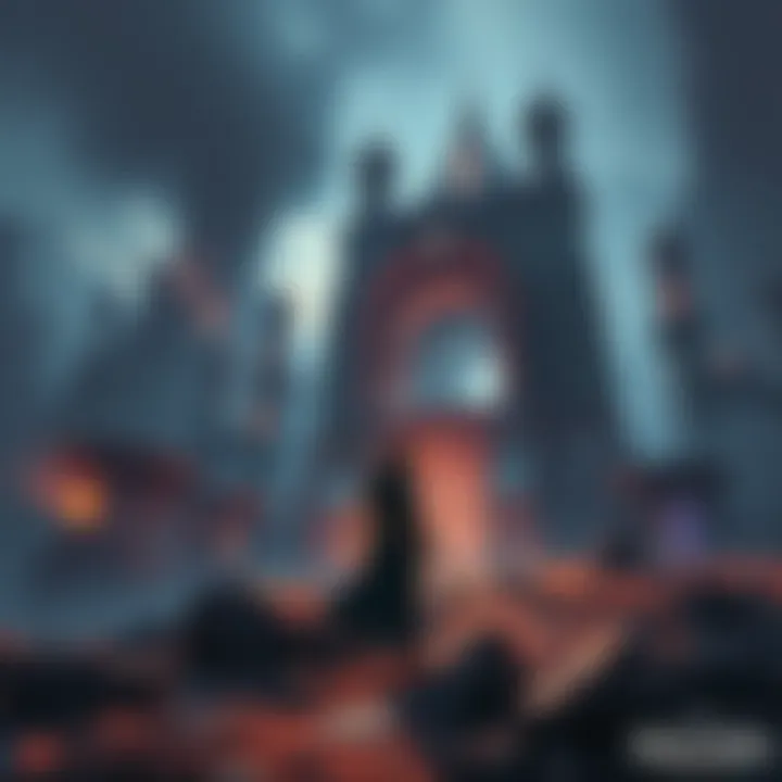 A character searching for Melana in a fantasy landscape after defeating Godrick, with hints of dark ruins and mystical elements.