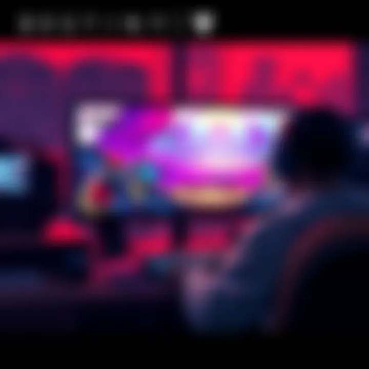 A player searching for teammates in Destiny 2, showing a gaming setup with a screen displaying the game and Discord for communication.