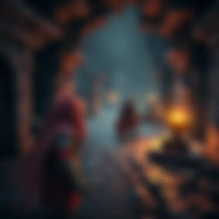 A player exploring a dark dungeon, searching for an idol after clearing enemies. The scene shows dimly lit pathways and ancient stone structures.