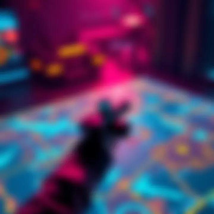 A player searching for weapon blueprints on a digital map in a video game.