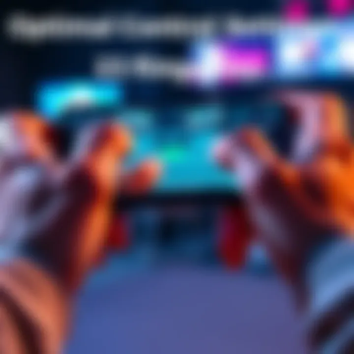 A close-up of hands using two to three fingers on a mobile device, demonstrating optimal control settings for gaming.