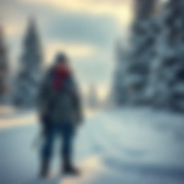 Finnish character interpretation A Finnish version of the character V, showcasing Nordic clothing and cultural symbols, standing in a snowy landscape with pine trees