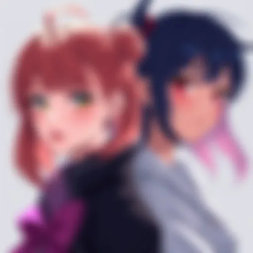 An illustration featuring Fiorayne from Rise/Sunbreak alongside an original character with a noticeable scar on their cheek.