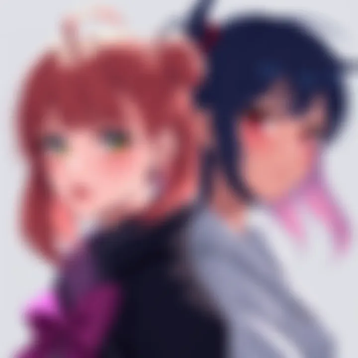 An illustration featuring Fiorayne from Rise/Sunbreak alongside an original character with a noticeable scar on their cheek.