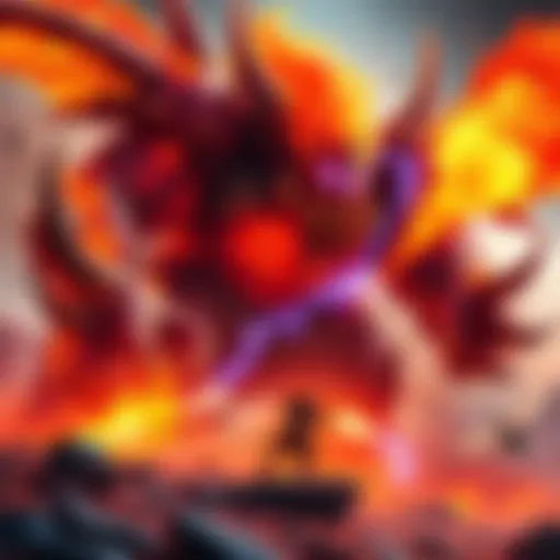 Fire Giant Boss in Action A fierce Fire Giant boss attacking a player in a fiery landscape, showcasing its massive size and dynamic attack patterns.