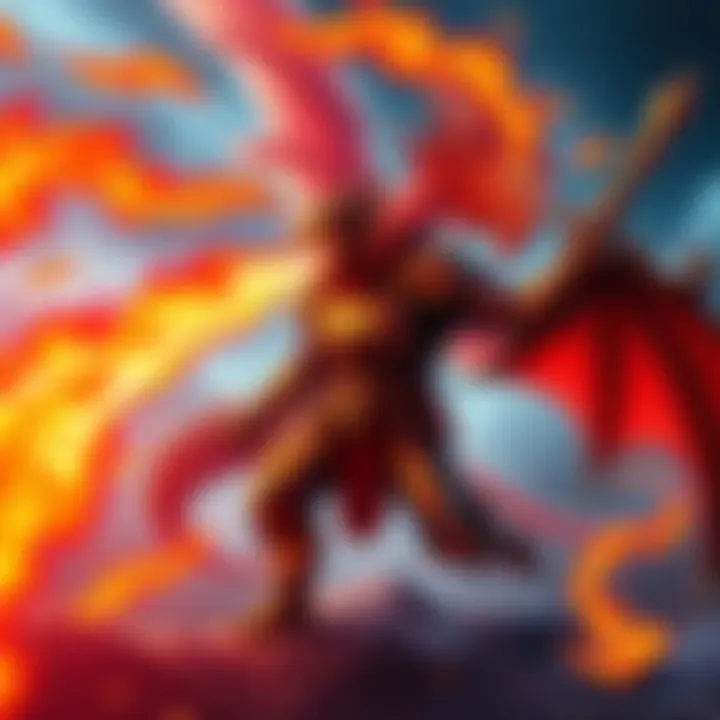 Dragon Knight unleashes fiery breath with extra projectiles, hitting multiple enemies for splash damage.