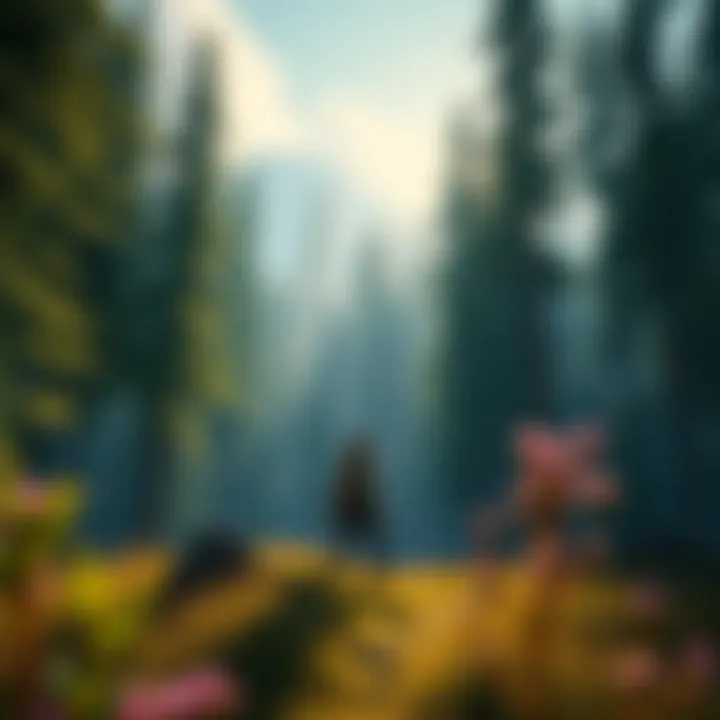A character stands in a lush, forested landscape, ready for adventure in a real-time gaming environment.