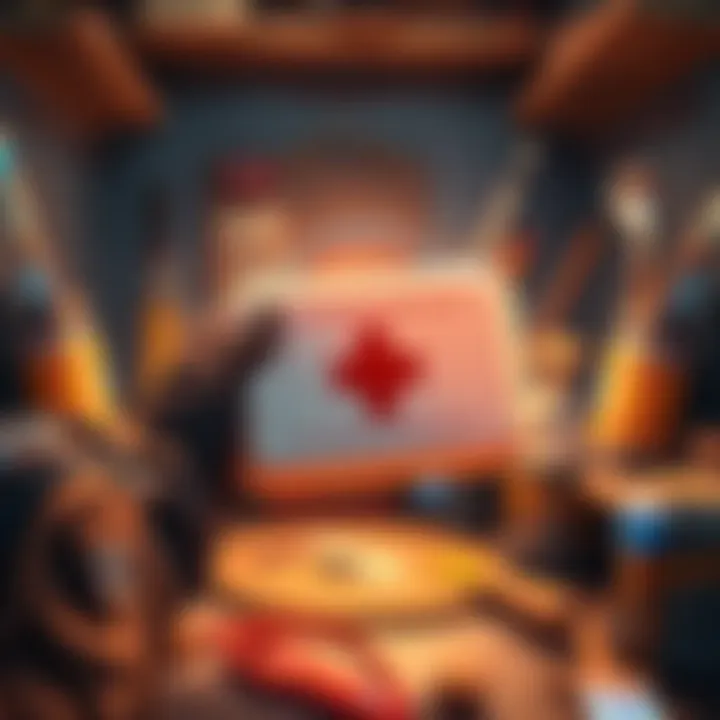 First Aid Kit in Game A player character holding a first aid kit in a game environment, surrounded by crafting materials.