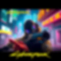 First-Person Gameplay in Cyberpunk A gamer immersed in Cyberpunk's first-person gameplay, showcasing vivid graphics and action-packed scenes