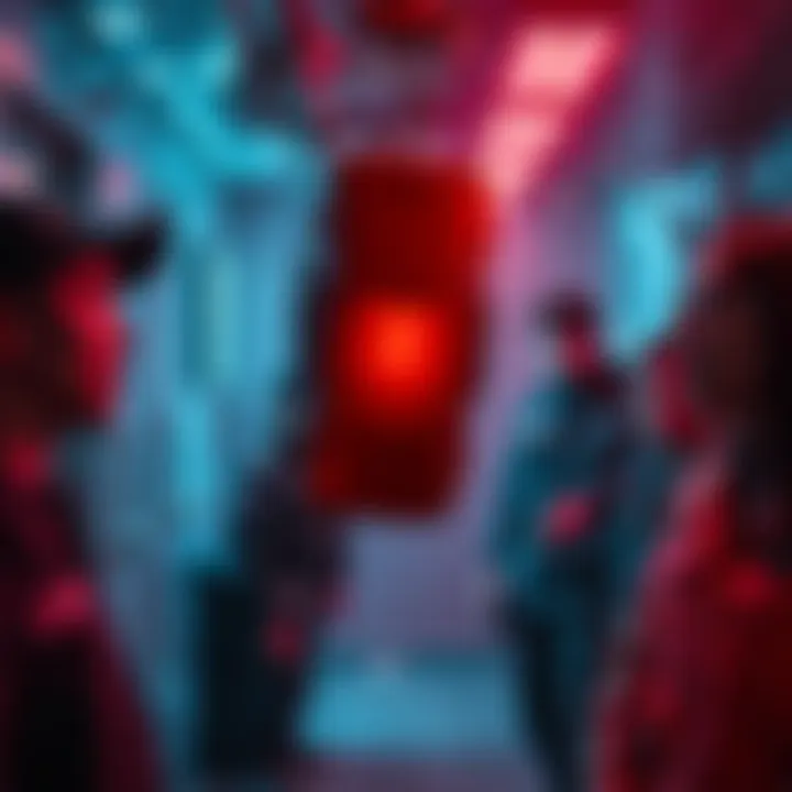 A bright red object found in a secure operations area, surrounded by surprised onlookers.